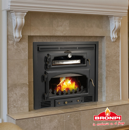 Inserto camino a legna ventilato con forno Everest Bronpi :: Fratelli Lerda  Inserti per Camino a Legna