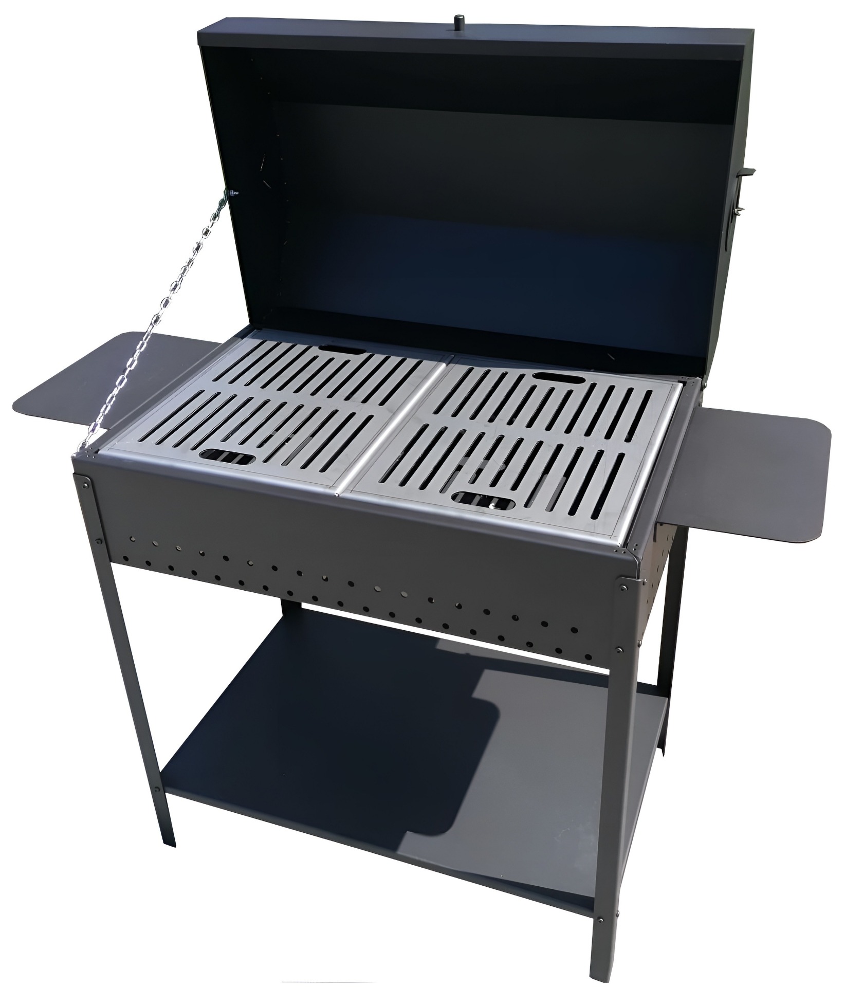 Barbecue e Affumicatore a Legna o Carbonella con griglie-piastre in acciaio  inox :: Fratelli Lerda Inserti per Camino a Legna